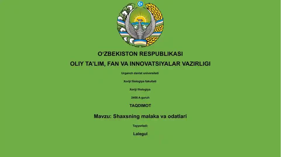 Shaxsning malaka va odatlari