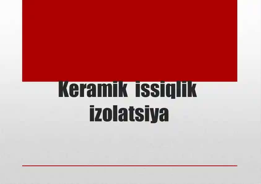 Keramik issiqlik izolatsiya