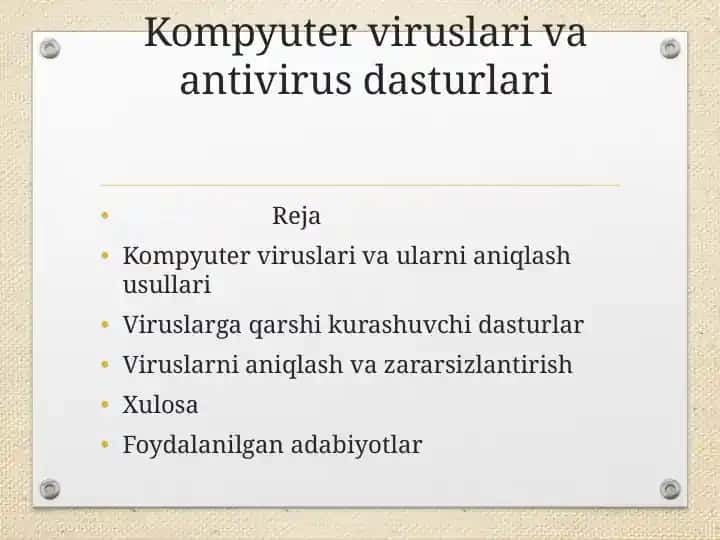 Kompyuter viruslari va antivirus dasturlari