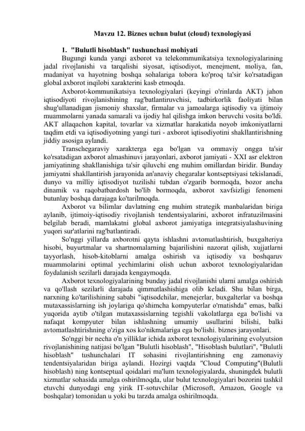 Bulut Texnologiyasi