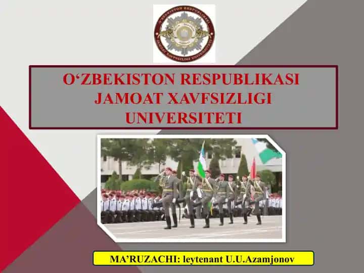 O‘ZBEKISTON RESPUBLIKASI JAMOAT XAVFSIZLIGI UNIVERSITETI