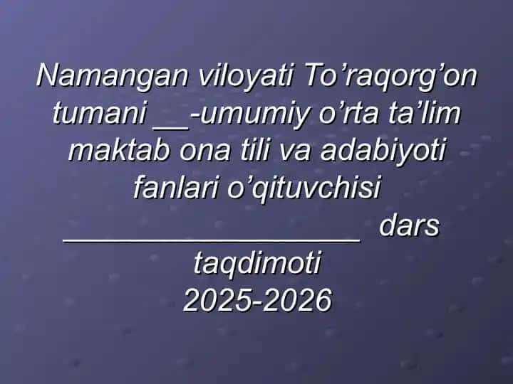 O'tkir Hoshimov dars taqdimoti