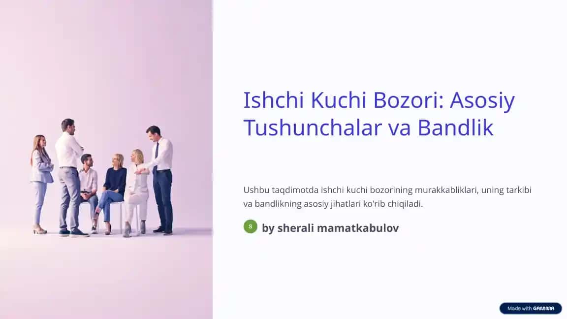Ishchi Kuchi Bozori: Asosiy Tushunchalar va Bandlik