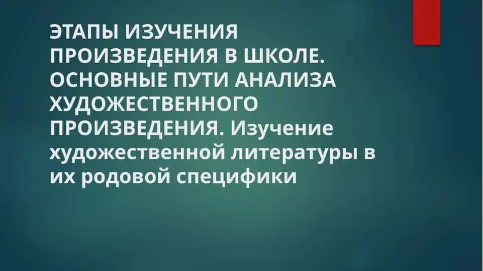 Школьное изучение литературного произведения