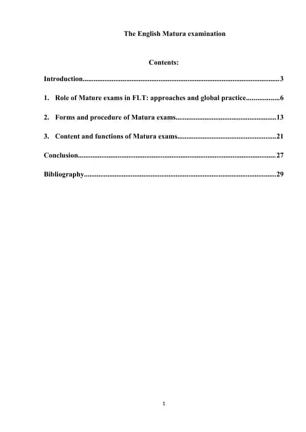 The English Matura examination