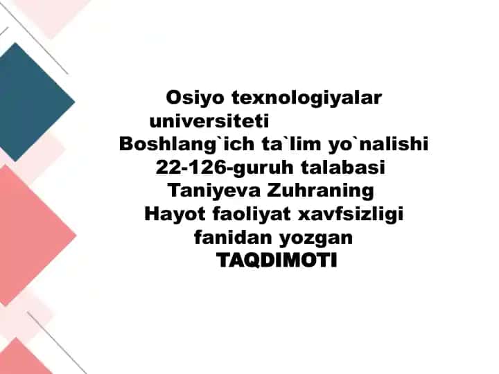 Hayot faoliyati xavfsizligini tahlilqilish