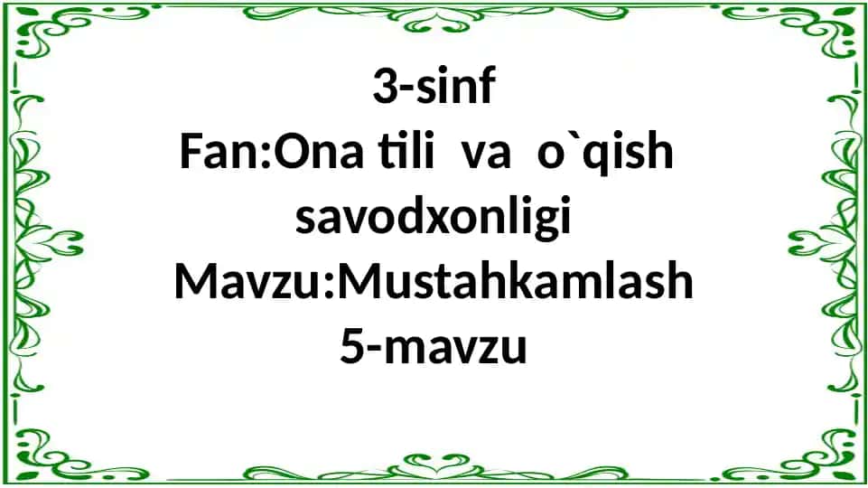 Ona tili va o'qish savodxonligi