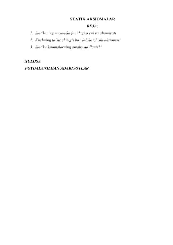 STATIK AKSIOMALAR