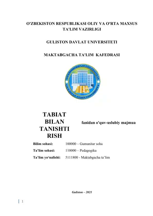 Tabiat bilan tanishtirish o‘quv-uslubiy majmua