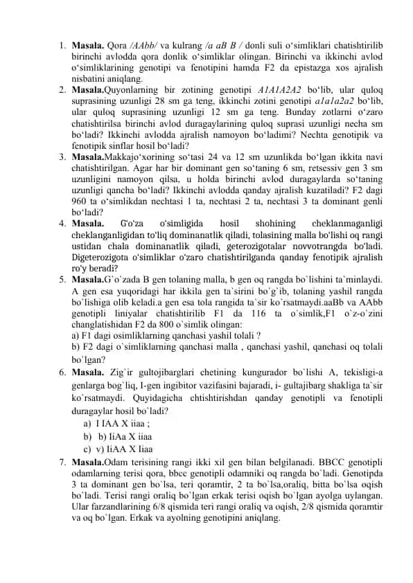 O‘simliklarda Genotip va Fenotip Aniqlash