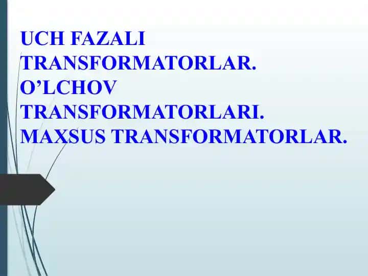 Uch Fazali Transformatorlar
