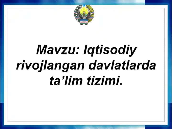 Ta'lim tizimlari Iqtisodiyotda