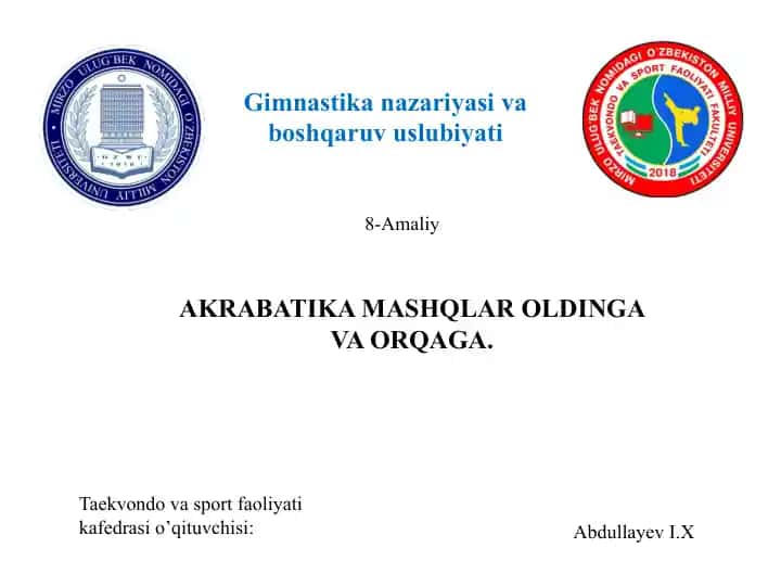 Gimnastika nazariyasini boshqarish uslubi