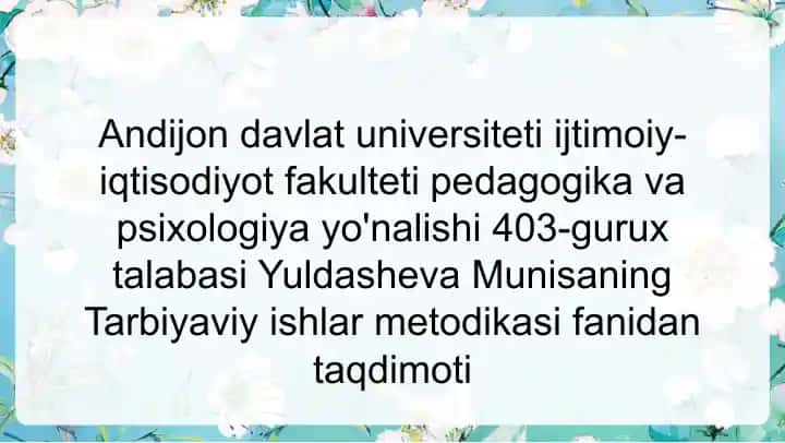 Tarbiyaviy ishlar metodikasi