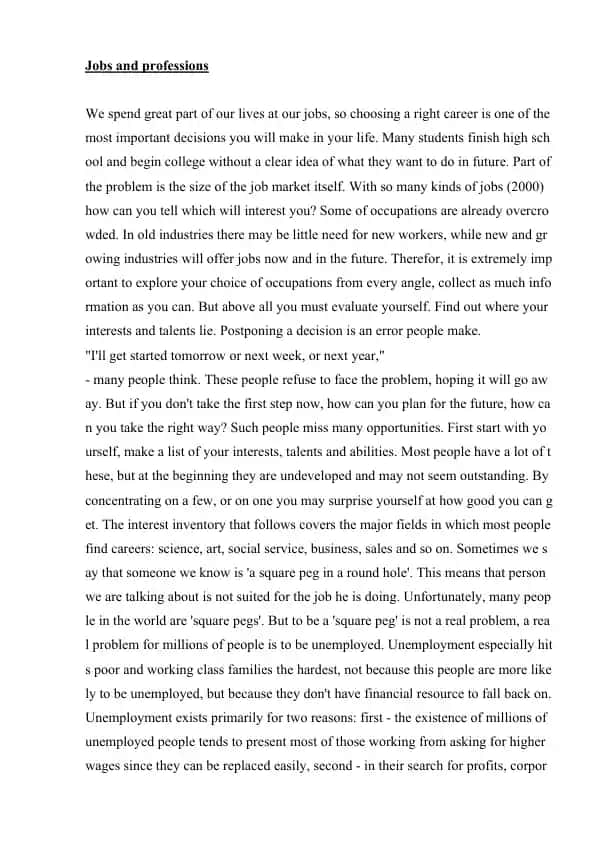 Jobs and professions