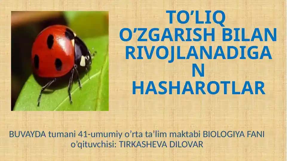 HASHAROTLAR BO'YICHA O'ZGARISH BILAN RIVOJLANUVCHI