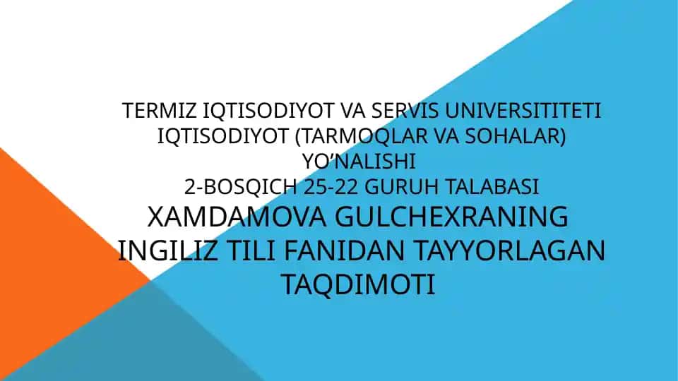 Xamdamova Gulchexraning "Assets, liabilities and the balance sheet" nomli taqdimoti