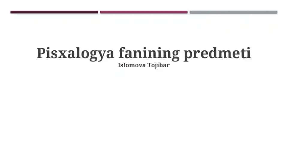 Pisxalogiya fanining predmeti