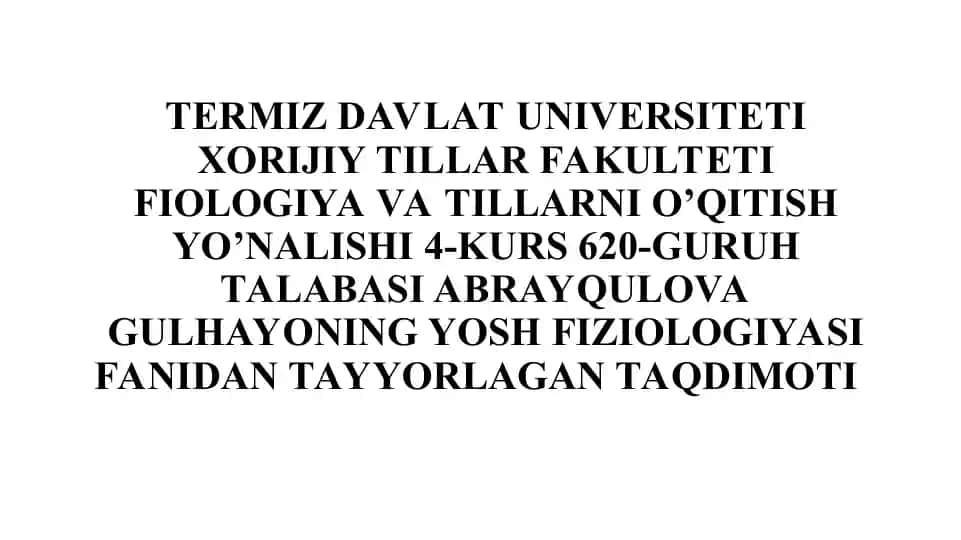 Jismoniy Fiziologiya Taqdimoti