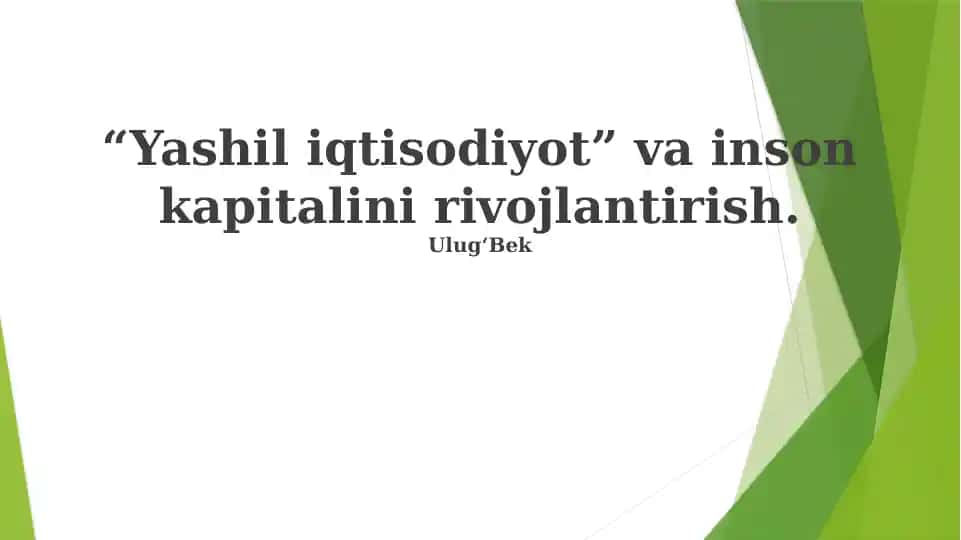 Yashil iqtisodiyot