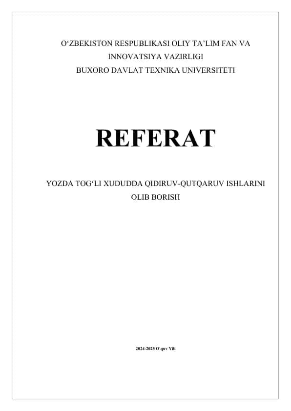 Togʻli hududlarda qidiruv-qutqaruv ishlarini olib borish