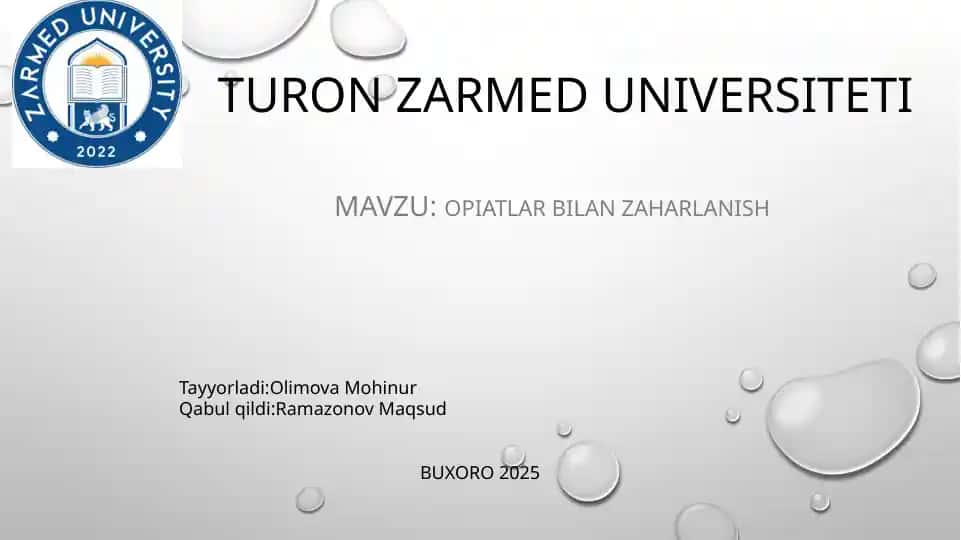 Opiatlar bilan zaharlanish