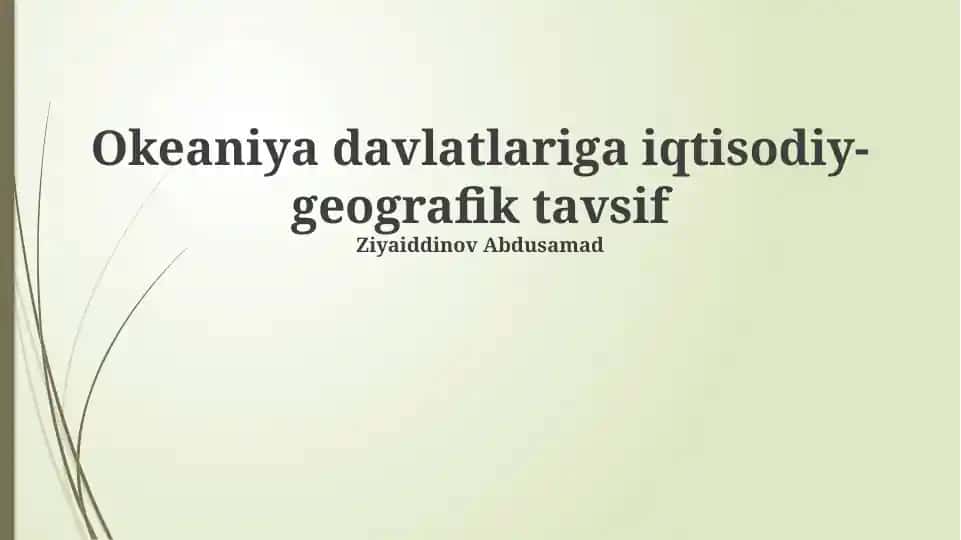 Okeaniya davlatlariga iqtisodiy-geografik tavsif