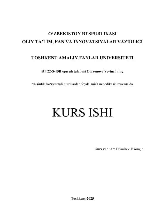 4-sinfda ko‘rsatmali qurollardan foydalanish metodikasi