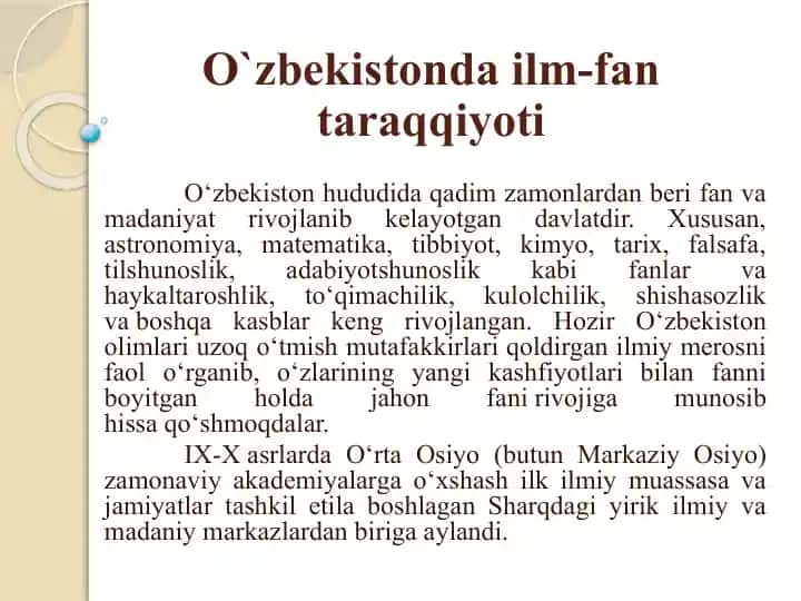 O`zbekiston ilm-fan tarixi