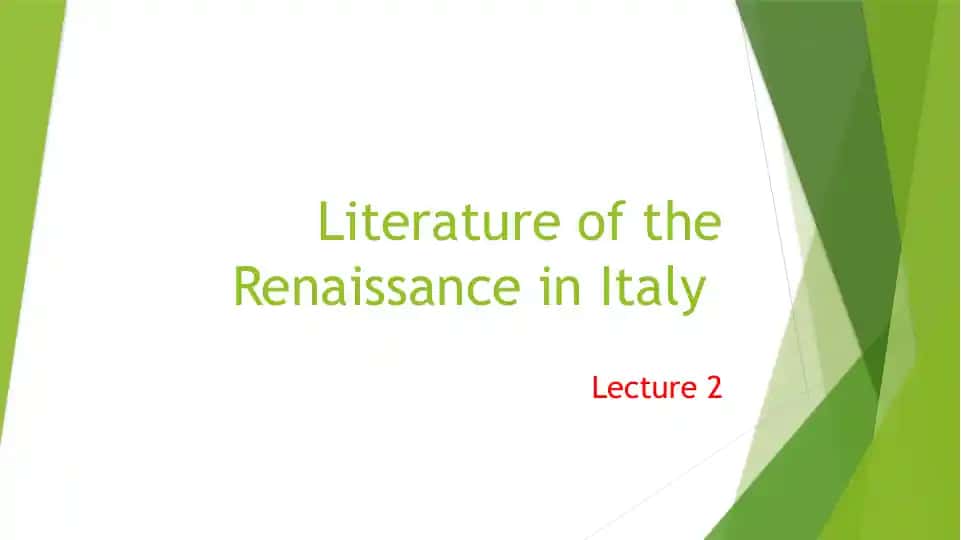 Literature of the Renaissance in Italy