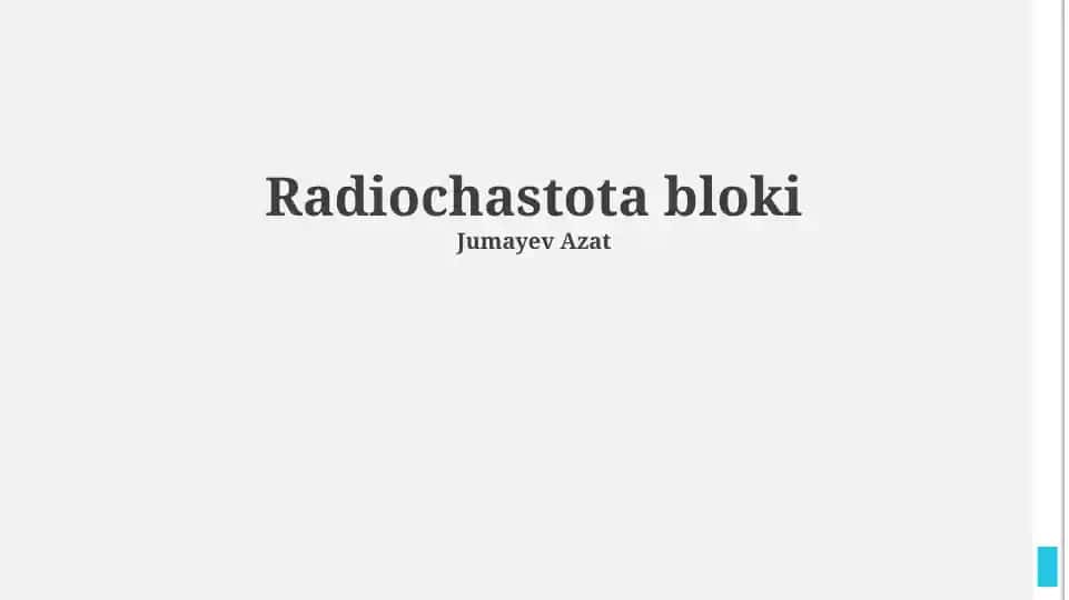 Radiochastota bloklar