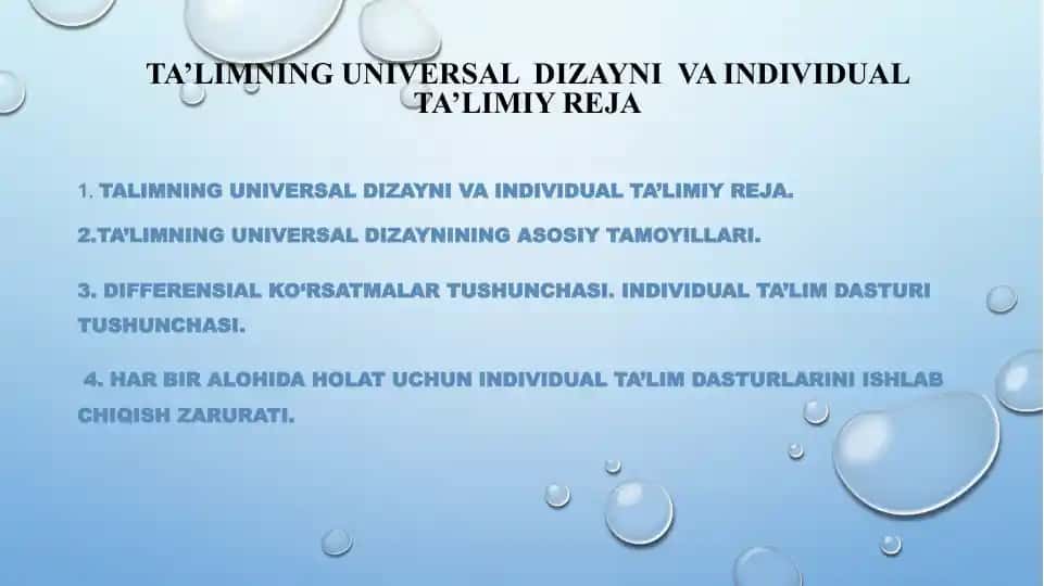 Ta’limning universaldizayni va individual ta’limiy rejalar