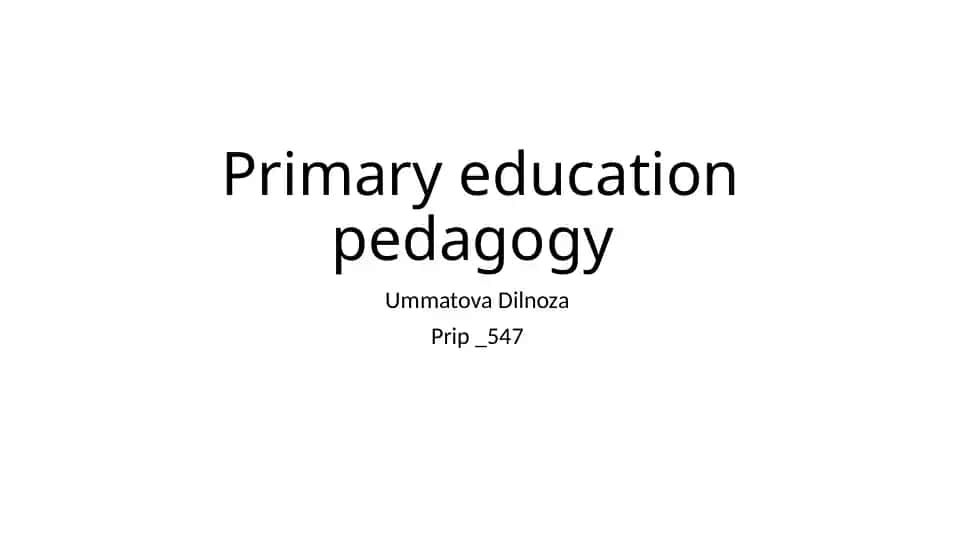 Primary education pedagogy