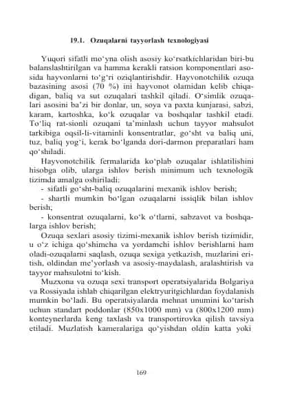 Ozuqalarni tayyorlash texnologiyasi