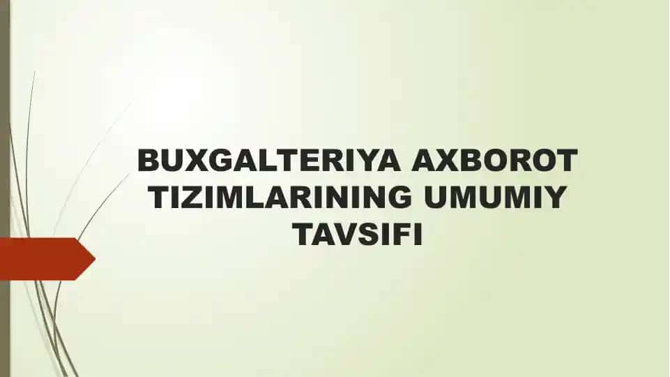 BUXGALTERIYA AXBOROT TIZIMLARINING UMUMIY TAVSIFI