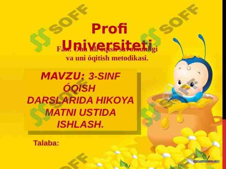 ÓQISH DARSLARIDA HIKOYA MATNI USTIDA ISHLASH
