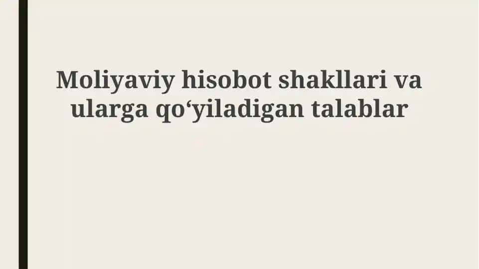 Moliyaviy hisobot formatlari