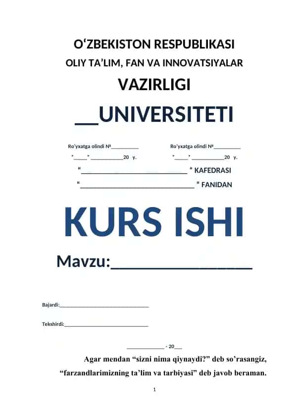 Iqtidorli bolalarni aniqlash va tarbiyalash bo‘yicha kurs ishi