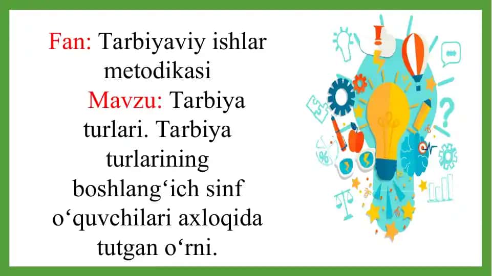 Tarbiyaviy ishlar metodikasi