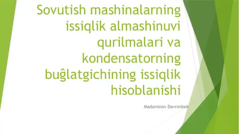 Sovutish mashinalarning issiqlik almashinuvi qurilmalari