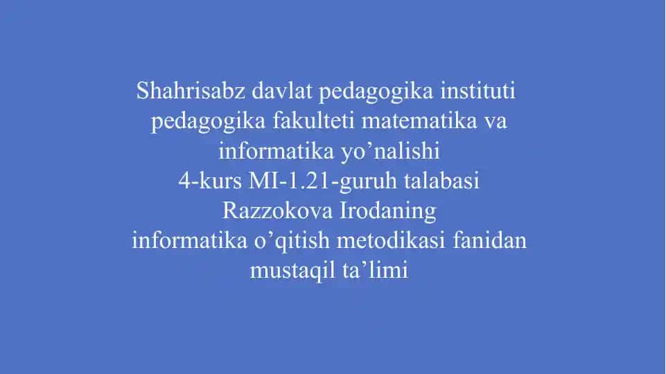 O‘QITUVCHI PORTFOLIOSINI YARATISH USULLARI VA VOSITALARI