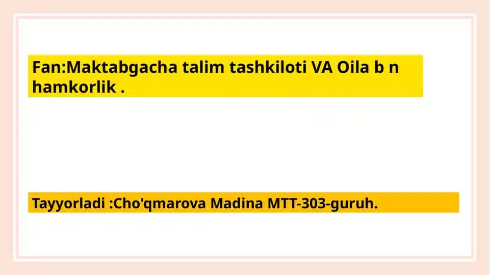 Oila va Jamiyatda Tarbiya