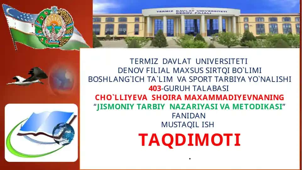 Jismoniy tarbiya nazariyasi va metodikasi taqdimoti