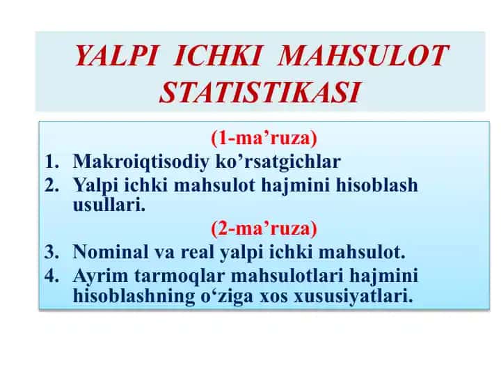 Yalpi Ichkimahsulot statistikasi