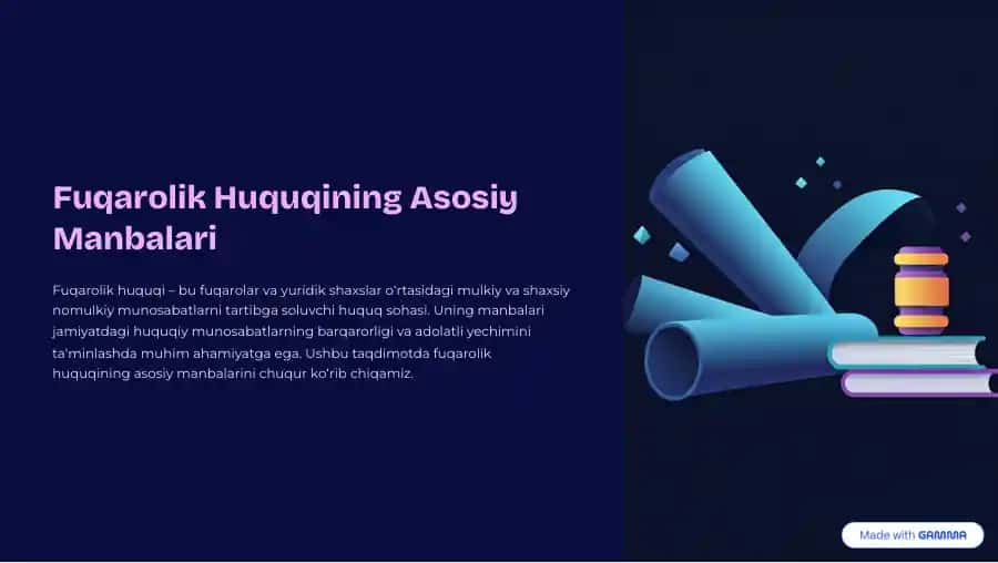 Fuqarolik Huquqining Asosiy Manbalari