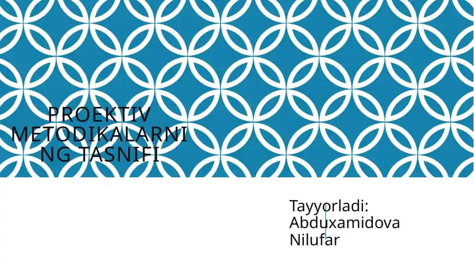 Proektiv metodikalarning tasnifi