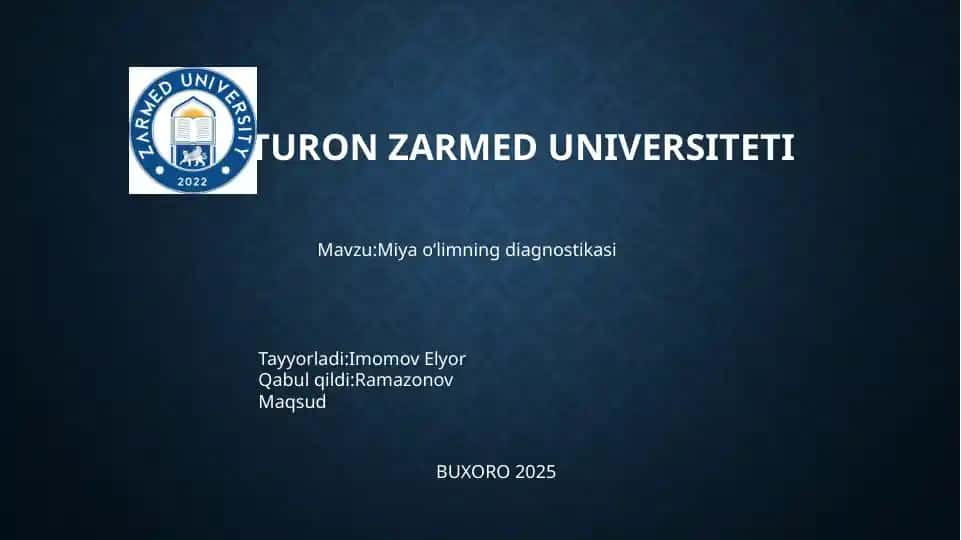 Miyaoʻlimning diagnostikasi