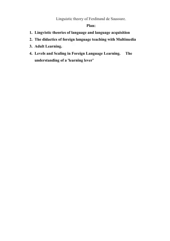 Linguistic theory of Ferdinand de Saussure