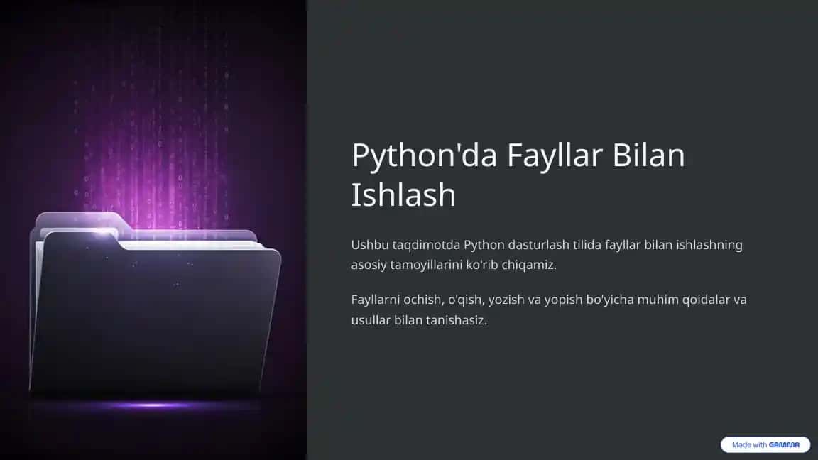 Python'da Fayllar Bilan Ishlash
