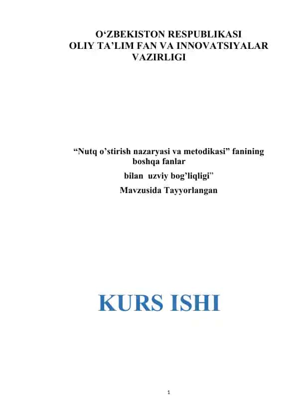 "Nutq o’stirish nazaryasi va metodikasi"